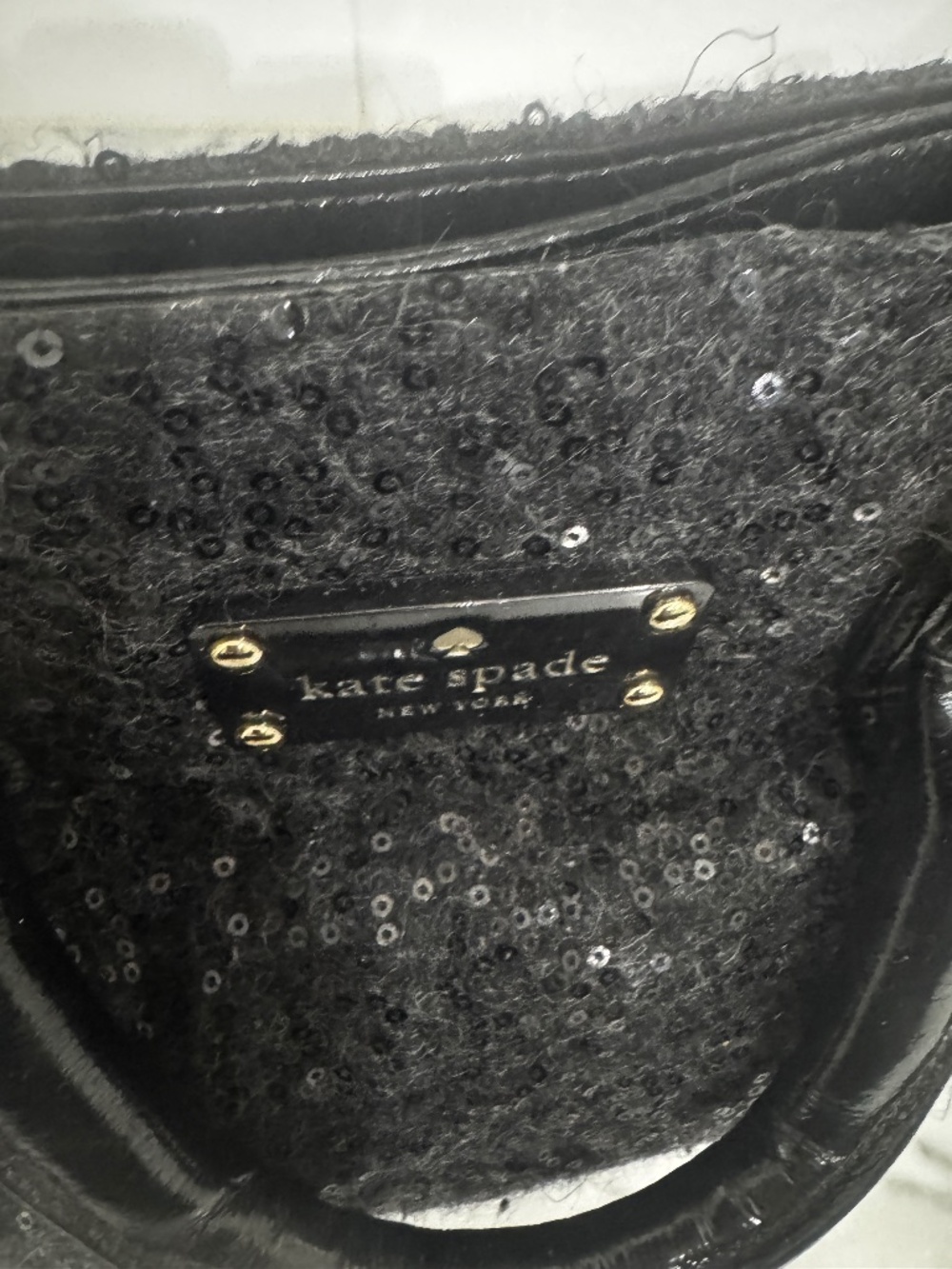 Kate Spade Brette – Black Felt Flurry Patent Sequin Bag
